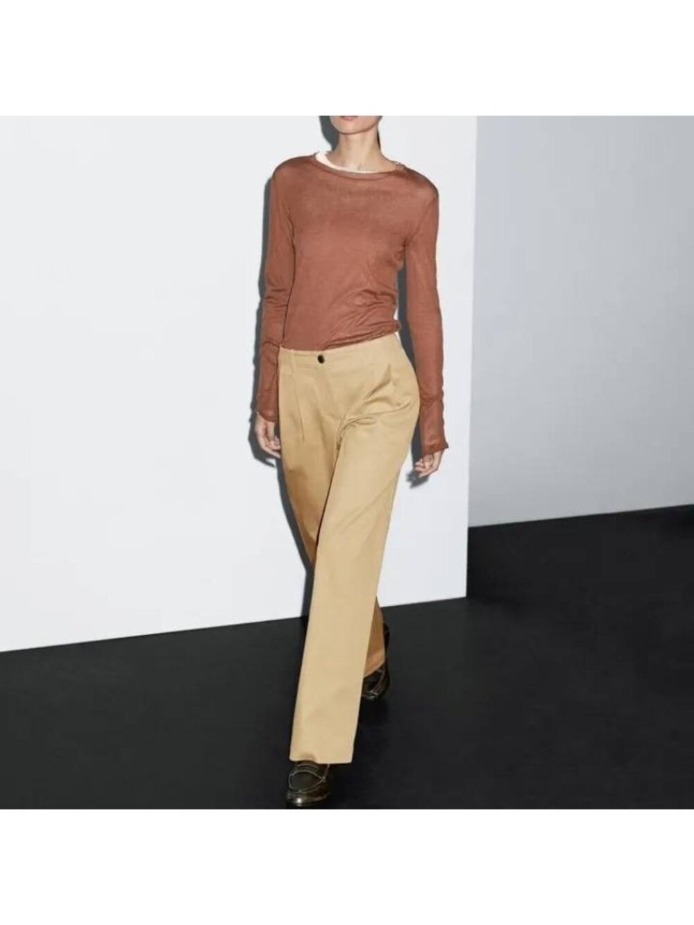 Massimo Dutti Pleated Trousers Tan Wide Leg Pants EU 44 US 12 5028/528 NWT